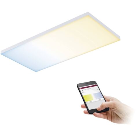 PAULMANN 79816 VELORA PLAFONNIER À LED RECTANGULAIRE AVEC 1 AMPOULE 13 W BLANC MAT PANNEAU LUMINEUX EN MÉTAL 3, MÉTAL, BLANC MAT (1/5)