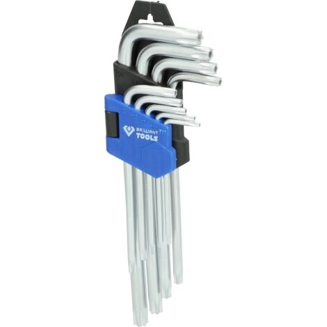 Brilliant Tools BT044009 Jeu de clés mâles coudées T 10, T 15, T 20, T 25, T 27, T 30, T 40, T 45, T 50 9 pièces X005232