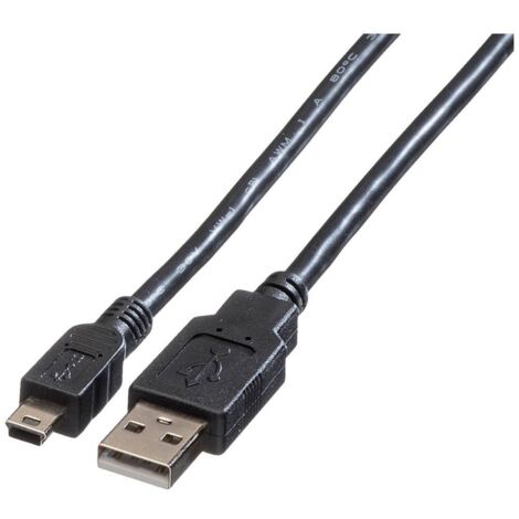 Roline Câble USB USB 2.0 USB-A mâle, USB-Mini-A mâle 1.80 m noir blindé 11.02.8719 S360332 (1/4)
