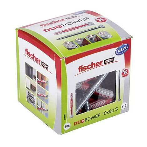 Fischer – Cheville DUOPOWER 10x80 mm – Lot de 10 pièces – Pour béton, briques pleines et creuses – Installation simple et fiable - C440941