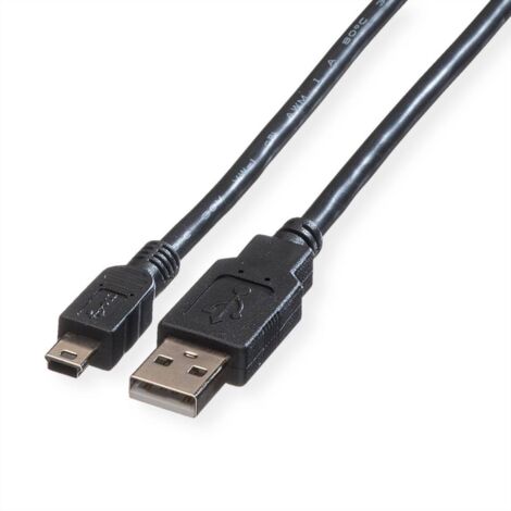 Roline Câble USB USB 2.0 USB-A mâle, USB-Mini-A mâle 0.80 m noir blindé 11.02.8708 S360312 (1/4)