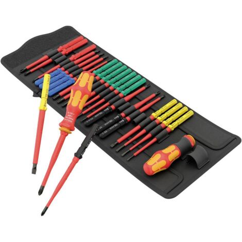 Wera – Tournevis cruciforme 5006617001 VDE 26 pièces – Lames interchangeables pour vis Pozidriv et TORX – Manche ergonomique Kraftform Plus (1/6)