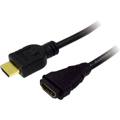 Rallonge LogiLink HDMI Fiche mâle HDMI-A, Prise femelle HDMI-A 3.00 m noir CH0057 4K UHD Câble HDMI R844931 (1/2)