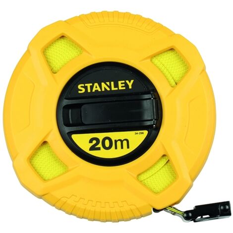 Stanley – Ruban de mesure longue 20m x 12,7mm – Boîtier ABS antichoc – Ruban en fibre de verre pour précision accrue – Couleur jaune fluo