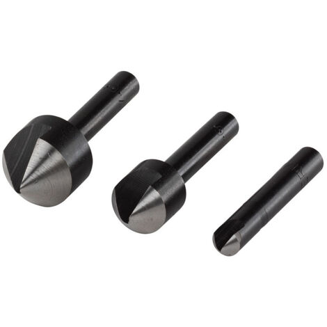 Wolfcraft 2504000 Jeu de fraises coniques 6 mm, 12 mm, 16 mm acier à métaux tige cylindrique 1 set