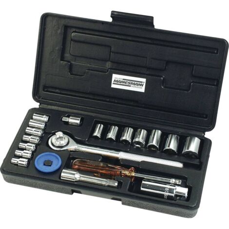 Brüder Mannesmann Jeu de clés à douille métrique 1/4" (6.3 mm), 3/8" (10 mm) 20 pièces M 206 (1/2)