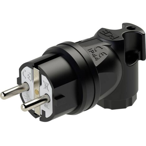 Fiche coudée à contact de protection PCE 05811-s caoutchouc 230 V noir IP44 X91774