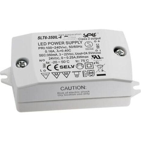 Driver LED à courant constant 7.7 W 350 mA 3 - 22 V/DC – SLT6350IL4 – Protection IP20 pour surfaces inflammables – Self Electronics