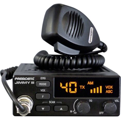 Emetteur-récepteur CB President JIMMY III – 40 canaux AM/FM – Puissance 4W – Fonction mains-libres VOX – Affichage LED