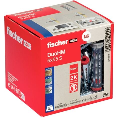 Fischer 572922 DuoHM 6x55 S PH PZ Cheville pour corps creux 55 mm 25 pc(s) A716183