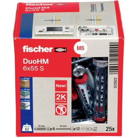Fischer 572922 DuoHM 6x55 S PH PZ Cheville pour corps creux 55 mm 25 pc(s) A716183