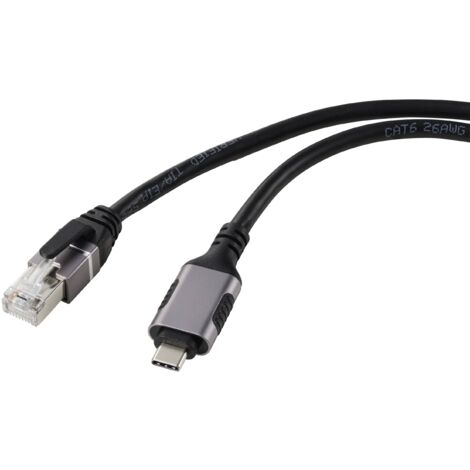 Renkforce USB, réseau informatique Câble adaptateur [1x USB-C® mâle - 1x RJ45 mâle] 3.00 m connecteur aluminium V546073
