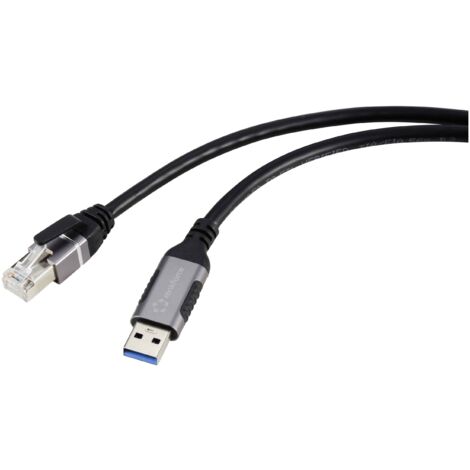Renkforce USB, réseau informatique Câble adaptateur [1x USB 3.0 mâle type A - 1x RJ45 mâle] 5.00 m connecteur aluminium V546023
