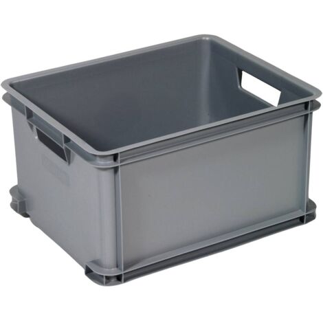 Curver – Caisse empilable Unibox Classic Eco large 30L – Plastique gris – Dimensions 35x43x23,5 cm – Coins renforcés pour protection accrue