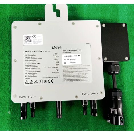 Deye Micro-onduleur SUN-M80G4-EU-Q0 800 W - 230 V/AC Double tracker MPP, télécommandable, Communication WiFi A579543