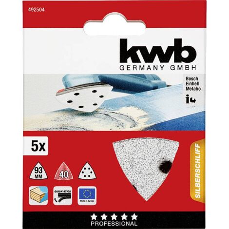 kwb 492504 Feuille abrasive Delta Grain 40 (Ø) 93 mm 5 pc(s) D229292