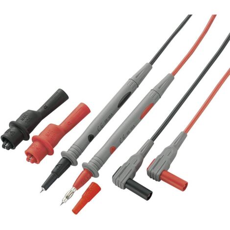 Voltcraft – Set de cordons de mesure de sécurité banane mâle 4 mm – 10 A – CAT III 1000 V – Longueur 1.2 m – Conforme EN61010-031:2015 - V640523 (1/3)