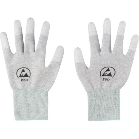 TRU COMPONENTS TC-12539844 GANTS ESD GRIS CLAIR TAILLE DU VÊTEMENT: M 2 PC(S) (1/3)