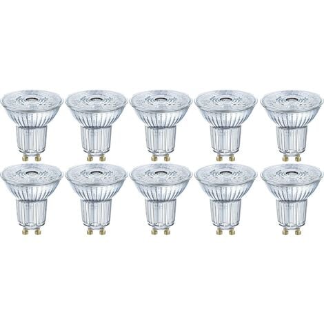 OSRAM Ampoules Spot LED Warm Réflecteur 2700K, Verre, GU10, 3.6W = 50W, Pack de 10