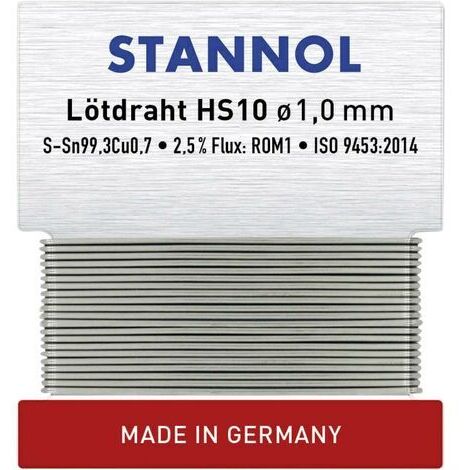 Stannol HS10 Étain à souder sans plomb sans plomb Sn99,3Cu0,7 ROM1 6 g 1 mm Q714452 (1/3)