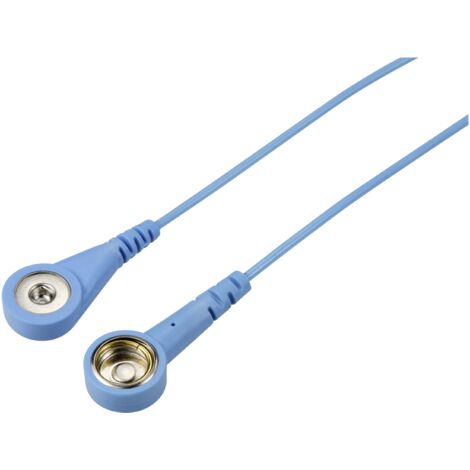 TRU COMPONENTS TC-12358912 Câble de mise à la terre antistatique (ESD) bleu clair 1.80 m Bouton-pression 4 mm, Pression mâle 10 mm V604563