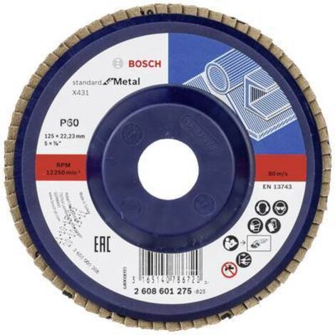 Disque à Lamelles Bosch X551 - Diamètre 125 Mm, Alésage 22,23 Mm Pour Travaux De Ponçage Et Décapage