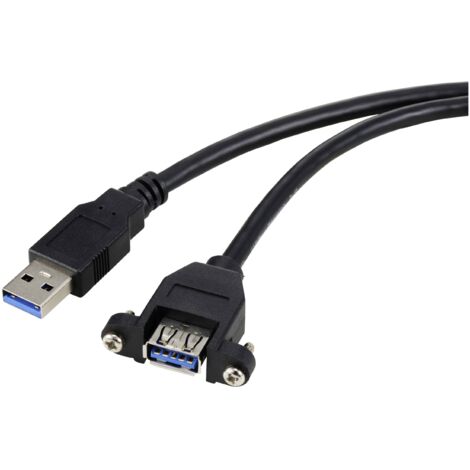 Renkforce Câble USB USB 3.0 USB-A mâle, USB-A femelle 1.00 m noir pour encastrement, vissable RF-5720388 C879012