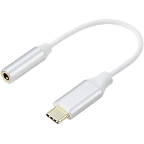 Renkforce RF-6056890 USB-C® / Jack Adaptateur [1x USB-C® - 1x Audio, stéréo (jack 3,5 mm)] blanc connecteur aluminium 0.1 m V561133