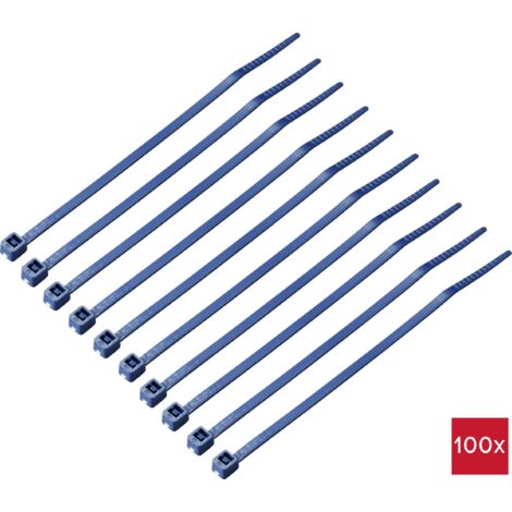 TRU COMPONENTS TC-12533340 Serre-câble 100 mm 2.5 mm bleu Métal détectable 100 pc(s) Q222233 (1/2)