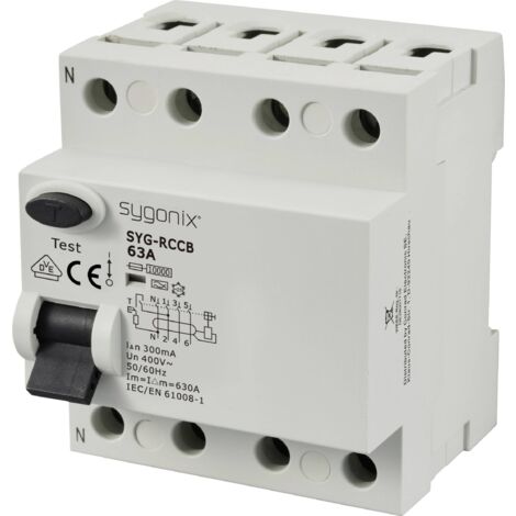 Sygonix SY-6438024 SYG-RCCB 3P+N/A63/10kA/300mA Interrupteur différentiel à courant résiduel A 4 pôl (1/5)