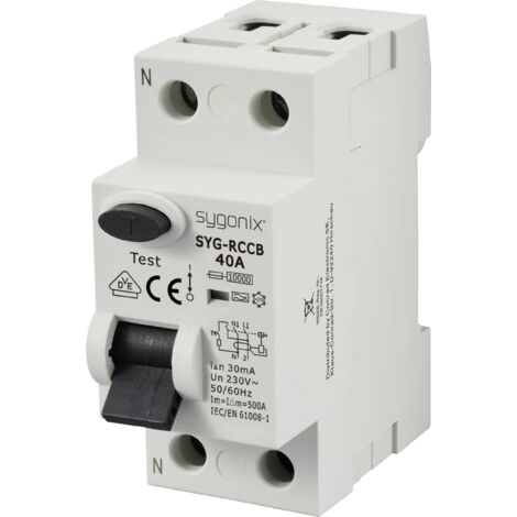 Sygonix SY-6438016 SYG-RCCB 1P+N/A40/10kA/30mA Interrupteur différentiel à courant résiduel A 2 pôle (1/5)