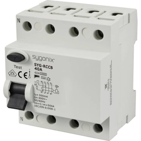 Sygonix SY-6438022 SYG-RCCB 3P+N/A40/10kA/300mA Interrupteur différentiel à courant résiduel A 4 pôl (1/5)