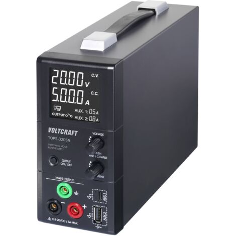 Alimentation de laboratoire réglable VOLTCRAFT TOPS-3205N 0.8 - 20 V/DC 0.1 - 5 A 100 W sans ventilateur Nbr. de sorties 3 x V604943