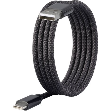 Renkforce Câble USB USB 2.0 USB-C® mâle, USB-A mâle 1.00 m noir avec enroulement magnétique, gaine textile RF-6437924 A960853