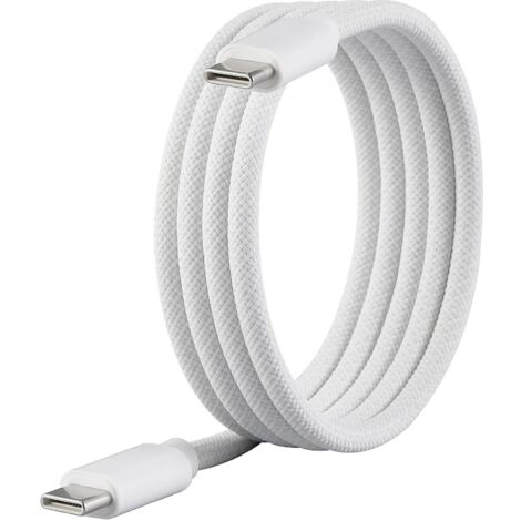 Renkforce Câble USB USB 2.0 USB-C® mâle, USB-C® mâle 1.00 m blanc avec enroulement magnétique, gaine textile RF-6437918 A960303