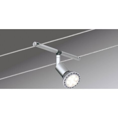 CorDuo Système Sur Câbles Cone Kit De Base GU5,3 Max. 5x10W 230/12V Blanc Dépoli#Chrome | Leroy Merlin