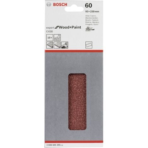 Bosch Accessories C430 2608605295 Feuille abrasive perforé Grain 60 (l x H) 93 mm x 230 mm 10 pc(s) Y149873