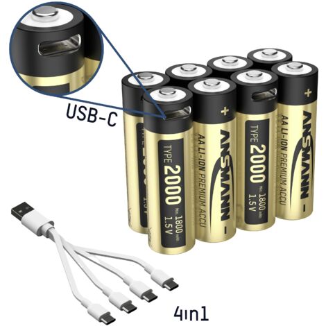 Ansmann 1312-0039 Pile rechargeable LR6 (AA) lithium 1800 mAh 1.5 V 8 pc(s) (1/5)