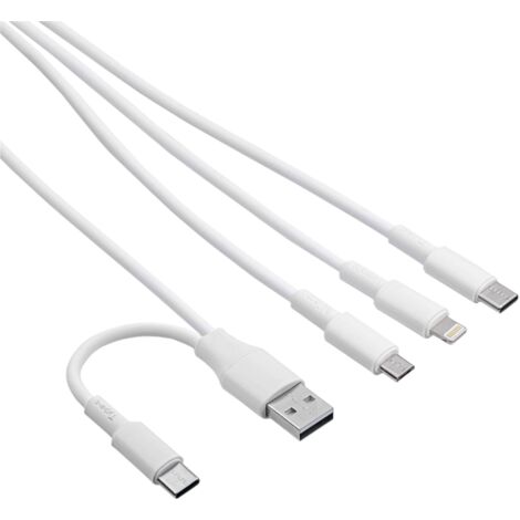 Akyga Câble USB USB-C® mâle, USB-A mâle, Connecteur Lightning , USB-Micro-B mâle 1.20 m blanc AK-USB-52 Y619383 (1/2)