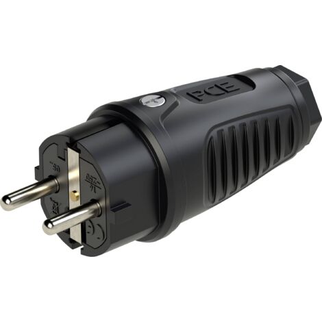 PC Electric 0512-ss Fiche électrique mâle avec terre Tout caoutchouc 250 V noir IP54 (1/2)