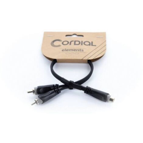 Adaptateur Y Cordial 14888 Jack / Cinch-RCA audio [1x Cinch-RCA femelle - 2x Cinch-RCA mâle] 0.30 m noir gaine en PVC, câble jumelé Y817593
