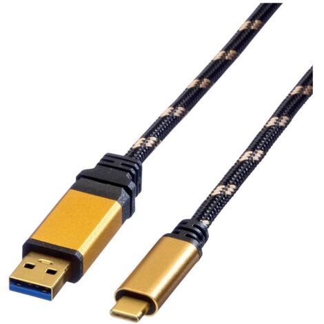 Roline Câble USB USB 3.2 Gen1 USB-A mâle, USB-C® mâle 1.00 m noir, or blindé 11.02.9013 (1/3)