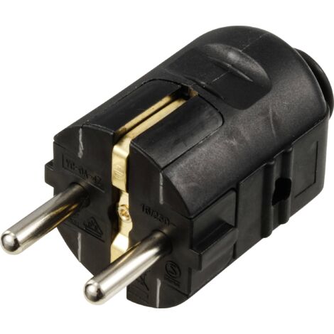 Sygonix SY-6629382 Fiche électrique mâle avec terre polypropylène (PP) 250 V/AC noir Y918093 (1/4)