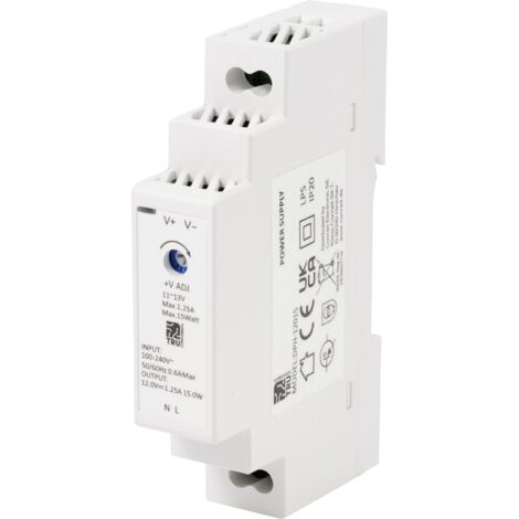 TRU COMPONENTS TC-10580800 Alimentation rail DIN 12 V/DC 1.25 A 15 W Nbr. de sorties:1 x Contenu 1 pc(s)