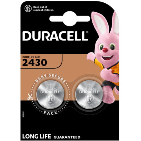Duracell – Pile bouton CR 2430 lithium 300 mAh 3 V – Décharge lente pour dispositifs médicaux – Emballage sécurisé enfant – Lot de 2 - W759483
