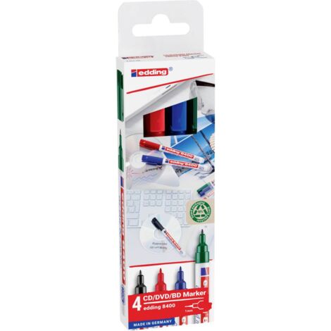 Edding 4-8400-4-2 Marqueur à CD/DVD noir, vert, rouge, bleu 0.5 mm, 1 mm W994813 (1/5)