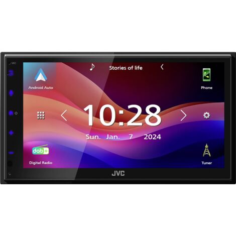 JVC Ampli-tuner multimédia 2 DIN Apple CarPlay, Android Auto™, connexion possible à une caméra de recul, tuner DAB+, kit mains libres bluetooth W913563 (1/5)