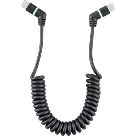Renkforce Câble USB USB 2.0 USB-C® mâle, USB-C® mâle 1.50 m noir Contacts enfichables orientables à 360°, câble spiralé RF-6713692 Y386183