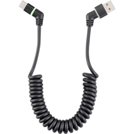 Renkforce Câble USB USB 2.0 USB-A mâle, USB-C® mâle 1.50 m noir Contacts enfichables orientables à 360°, câble spiralé RF-6713690 Y386133
