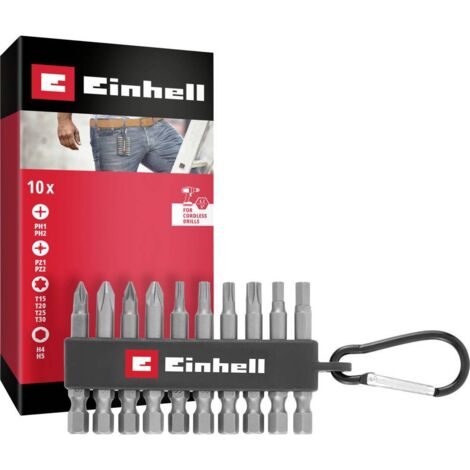 Einhell Karabiner Bit Set 10tlg 118623 Jeu d'embouts 1/4" (6.3 mm), PH, PZ, hexagonal, TX (1/3)